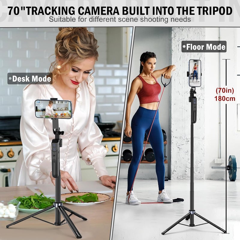 Zarcaco Store Auto Face Tracking Tripod 360 Rotation with Stand,Android and iPhone Tripod Holder with Remote and Gesture Control, No App,Built-in Tracking Camera Selfie Stick for Vlog Video Recording Tiktok - Image 2